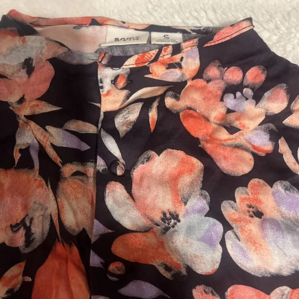 Revolve SOME DAYS LOVIN Womens Romper Black Floral Long Sleeve S